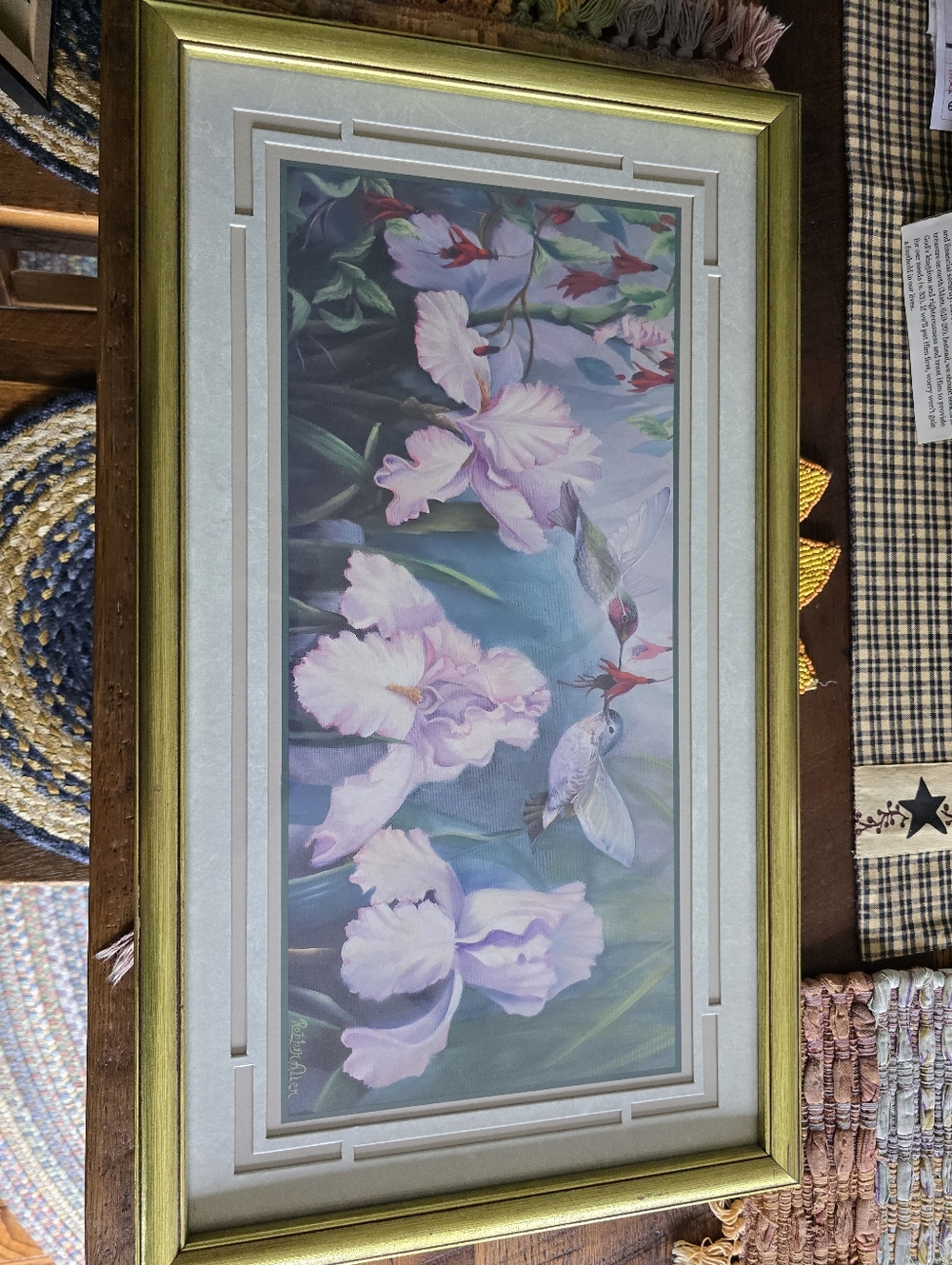 Hummingbirds With Matting And Gold Frame